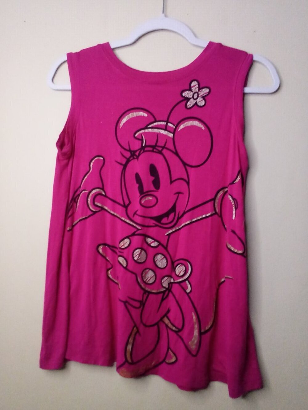 Disney Parks Shirt Women XS Sleeveless Tank Top Minnie Mouse Open Back Pink